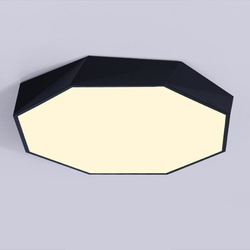 Macaron Octagonal Ceiling Lighting Metal Bedroom Flush Mount Led Light with Acrylic Diffuser