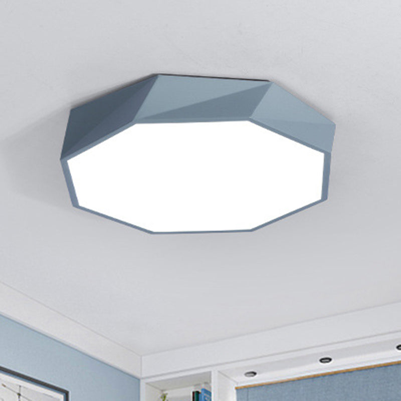Macaron Octagonal Ceiling Lighting Metal Bedroom Flush Mount Led Light with Acrylic Diffuser