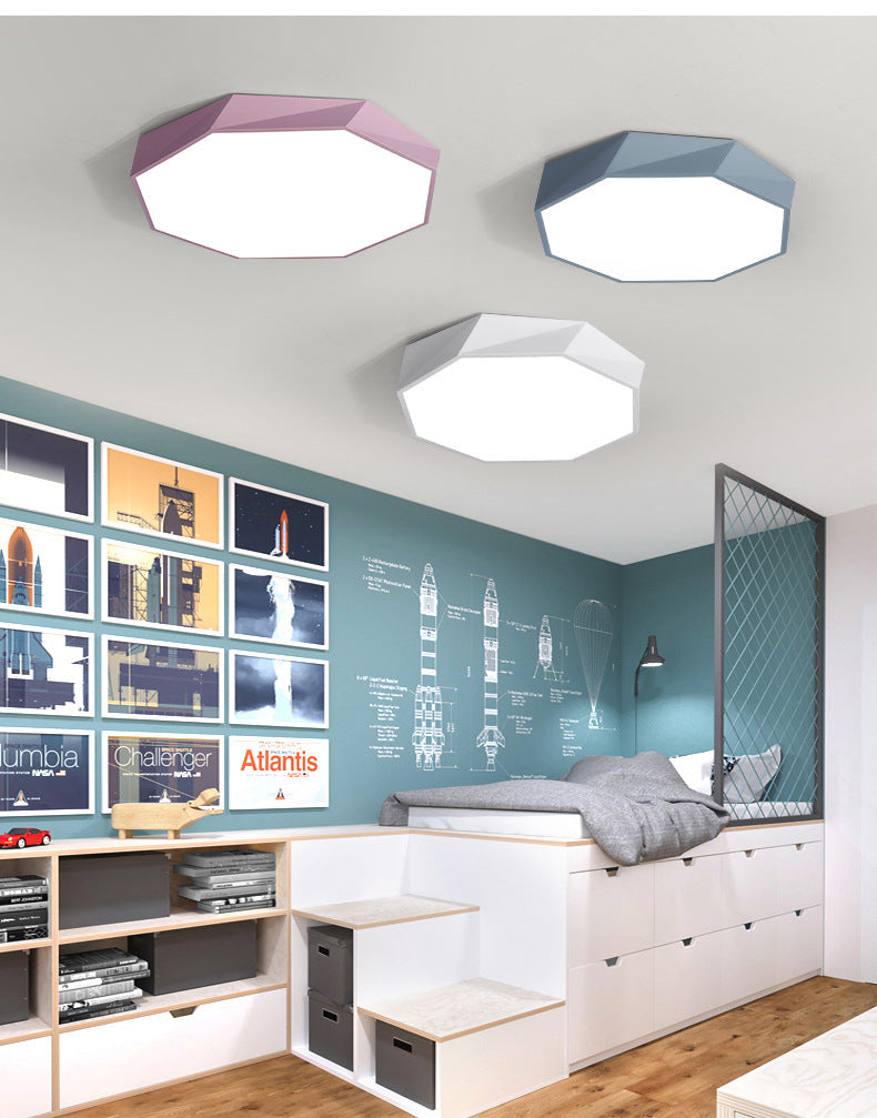 Macaron Ottagonal Soffitto Illuminazione Metallo Camera Flush Montaggio Led Light con Acrylic Diffuser