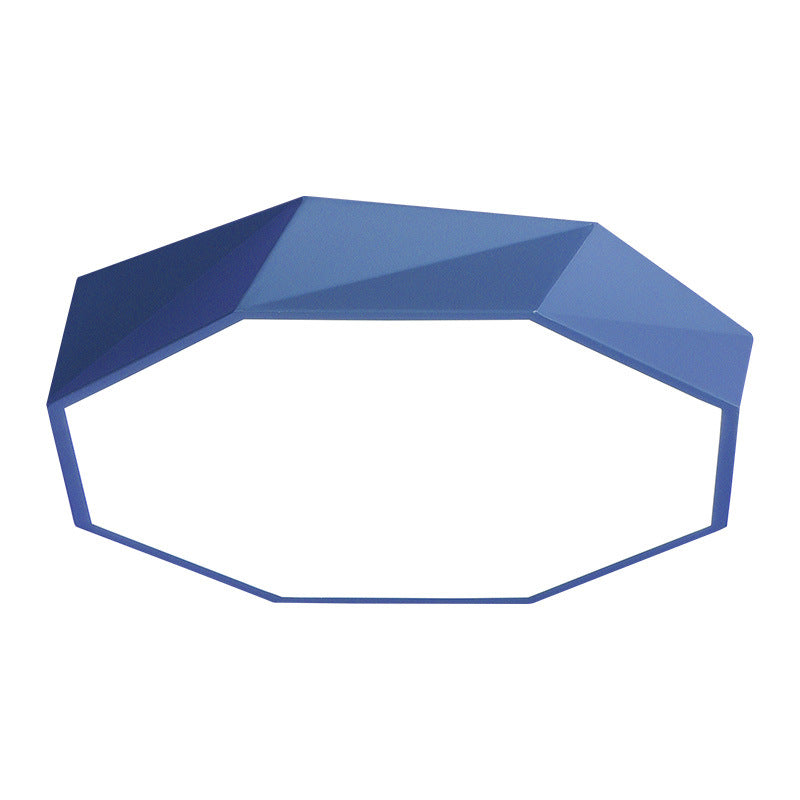 Macaron Octagonal Ceiling Lighting Metal Bedroom Flush Mount Led Light with Acrylic Diffuser