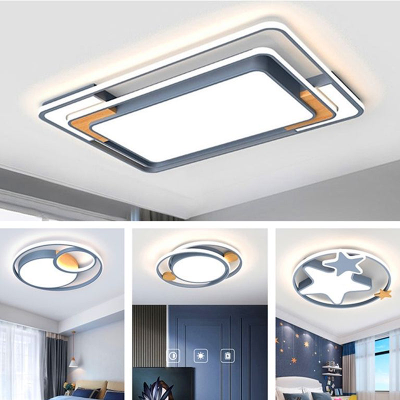 Plafonnier LED gris de forme géométrique, design nordique acrylique, plafonnier pour salon