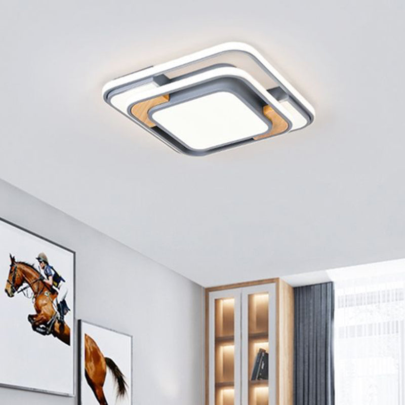 Plafonnier LED gris de forme géométrique, design nordique acrylique, plafonnier pour salon