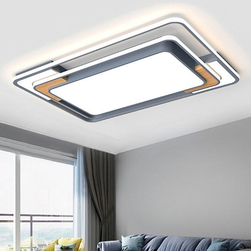 Plafonnier LED gris de forme géométrique, design nordique acrylique, plafonnier pour salon