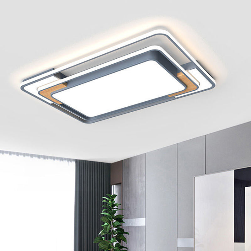 Plafonnier LED gris de forme géométrique, design nordique acrylique, plafonnier pour salon