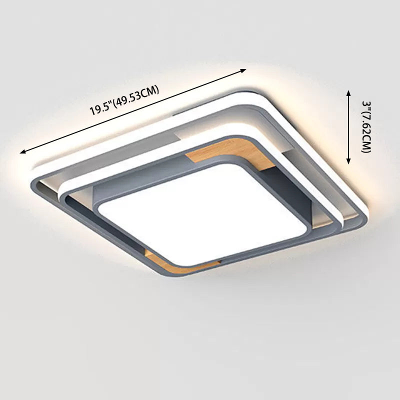 Plafonnier LED gris de forme géométrique, design nordique acrylique, plafonnier pour salon