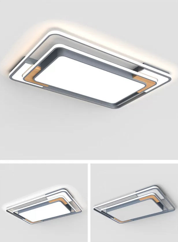 Plafonnier LED gris de forme géométrique, design nordique acrylique, plafonnier pour salon