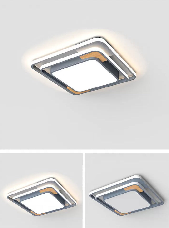 Plafonnier LED gris de forme géométrique, design nordique acrylique, plafonnier pour salon