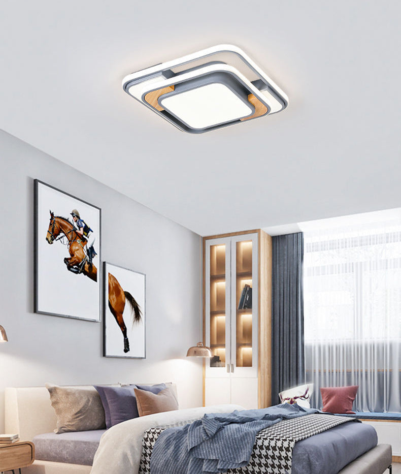 Lampada da soffitto in acrilico nordico a LED a forma geometrica grigia per soggiorno
