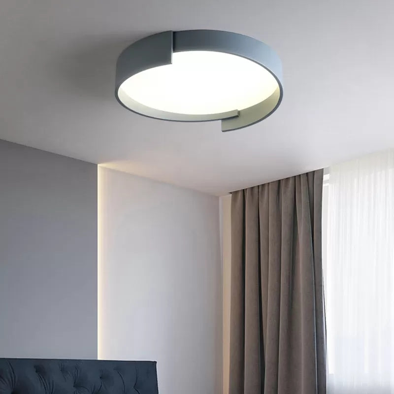 Round LED Ceiling Light Fixture Macaron Acrylic Bedroom Flush Mount Recessed Lighting