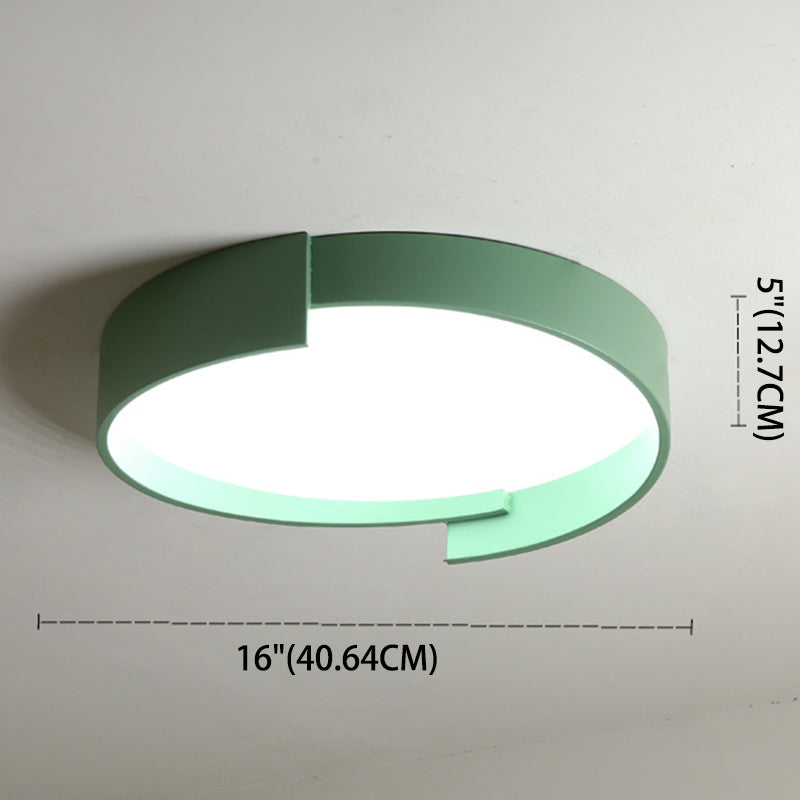 Round LED Ceiling Light Fixture Macaron Acrylic Bedroom Flush Mount Recessed Lighting