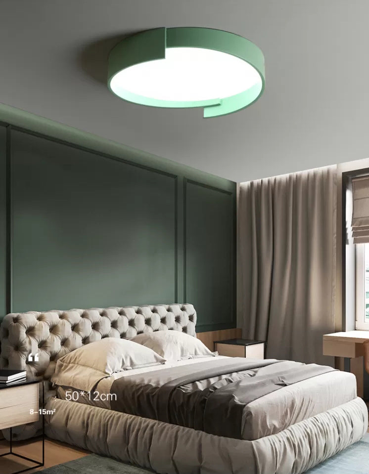 Round LED Ceiling Light Fixture Macaron Acrylic Bedroom Flush Mount Recessed Lighting