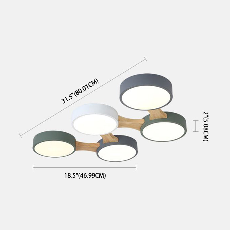 Plafonnier moléculaire en métal nordique pour salon, plafonnier LED en bois