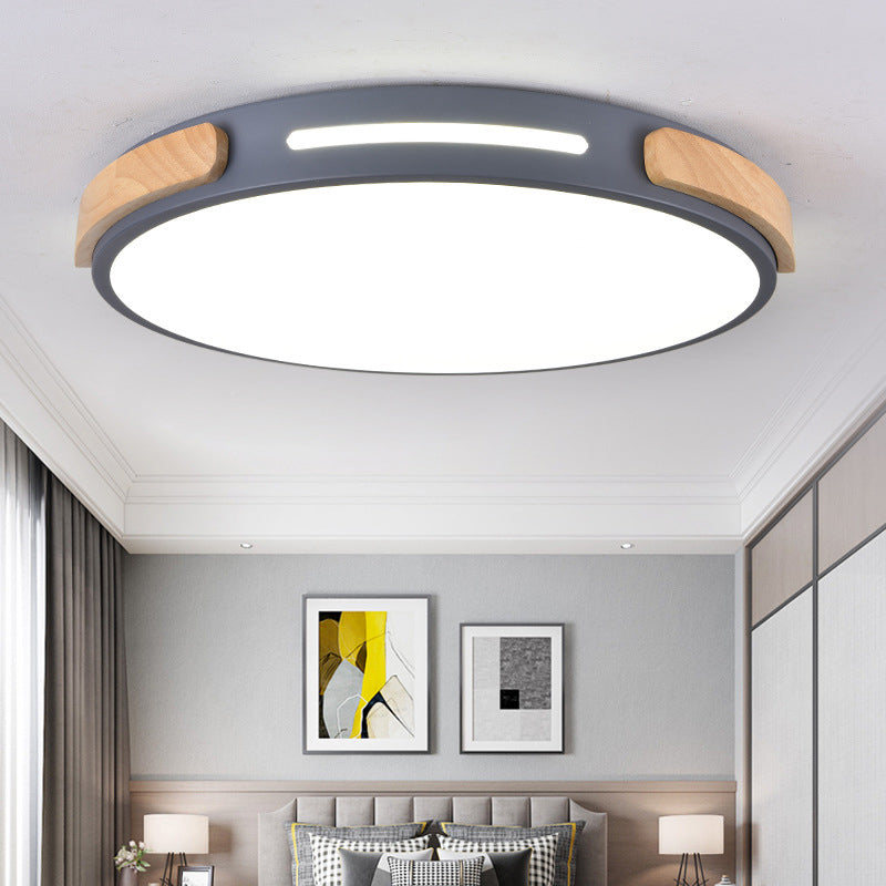Ronde slaapkamer inbouw plafondlamp Metaal LED Nordic inbouwlamp met houtdecoratie