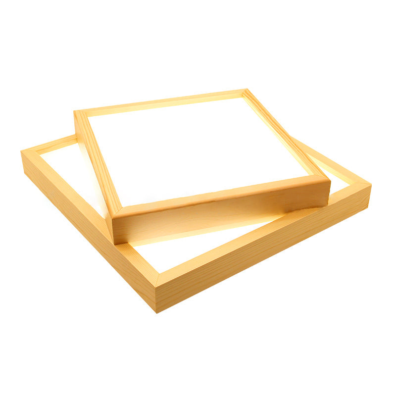 Wood Square Flush-Mount Light Fixture Nordic LED Acrylic Ceiling Light for Dining Room