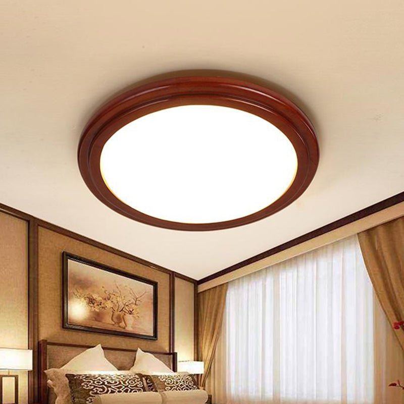 Minimalist Decke Flush Lampe Dunkel Holz Rund LED Unterputz Licht mit Acryl Schatten