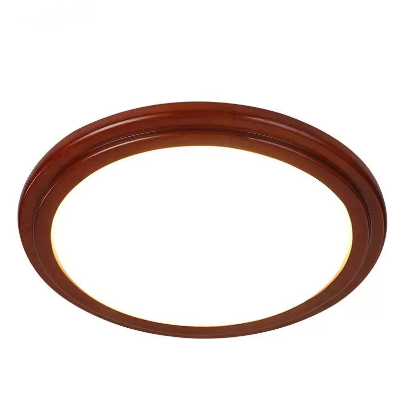 Minimalist Decke Flush Lampe Dunkel Holz Rund LED Unterputz Licht mit Acryl Schatten