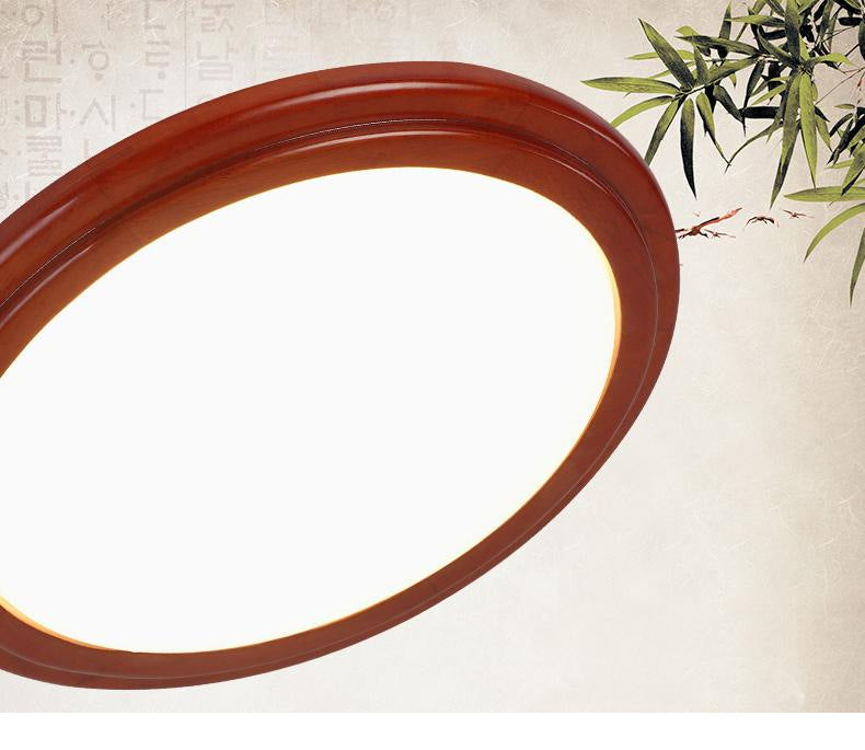 Minimalist Decke Flush Lampe Dunkel Holz Rund LED Unterputz Licht mit Acryl Schatten