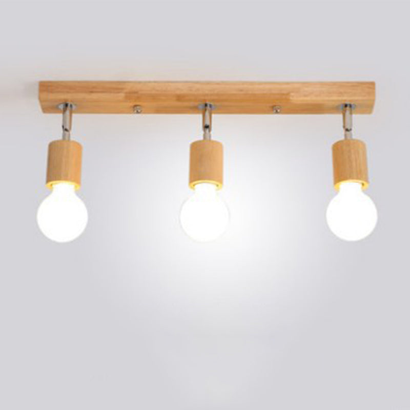 Verstelbare kale lamp-plafondlamp Scandinavisch natuurlijk hout Beige semi-inbouwlamp voor gang