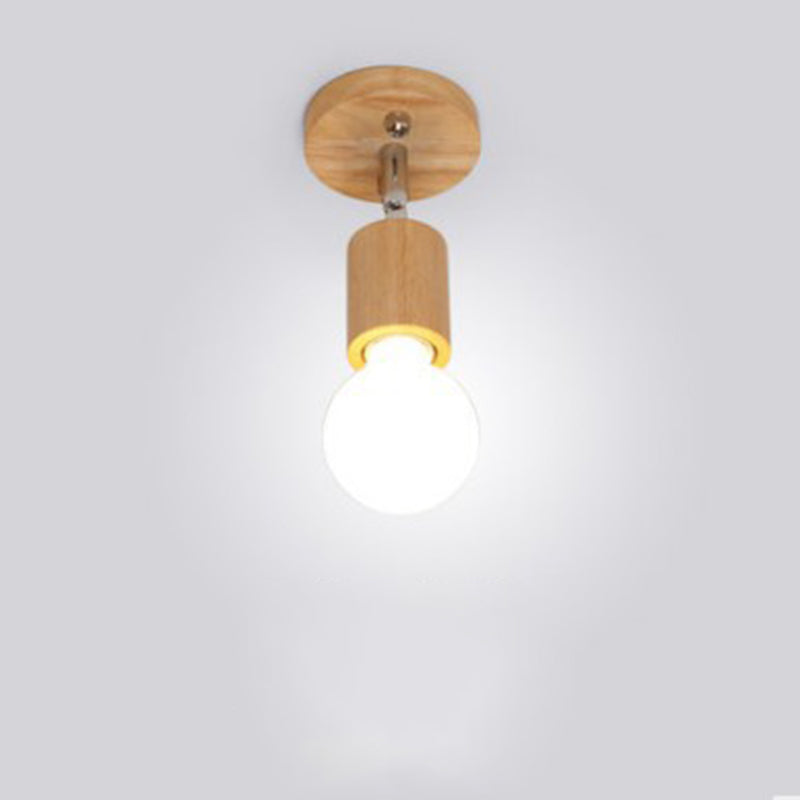 Verstelbare kale lamp-plafondlamp Scandinavisch natuurlijk hout Beige semi-inbouwlamp voor gang