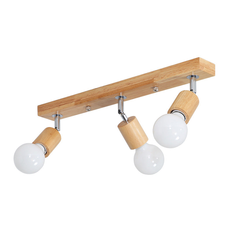 Verstelbare kale lamp-plafondlamp Scandinavisch natuurlijk hout Beige semi-inbouwlamp voor gang