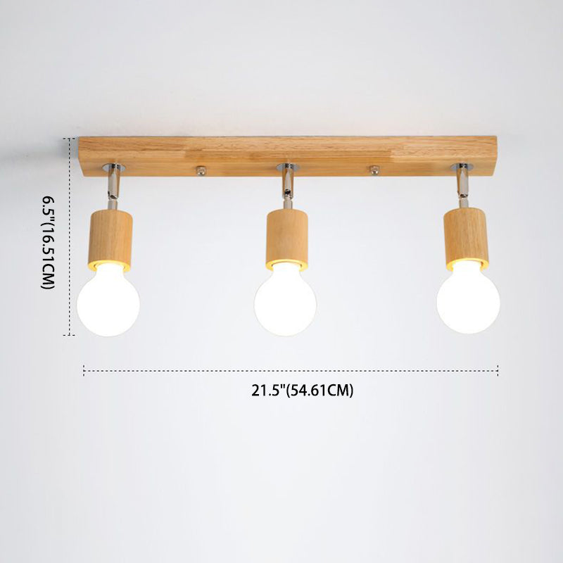 Verstelbare kale lamp-plafondlamp Scandinavisch natuurlijk hout Beige semi-inbouwlamp voor gang