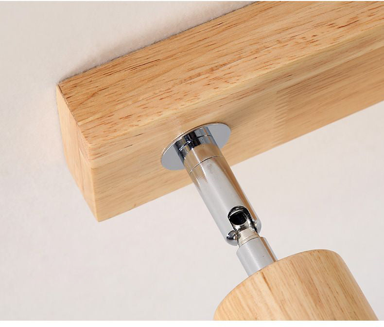 Verstelbare kale lamp-plafondlamp Scandinavisch natuurlijk hout Beige semi-inbouwlamp voor gang
