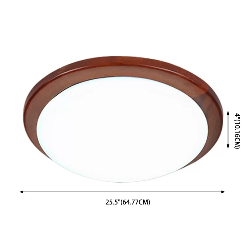 Dark Wood Dome Flush Light Light Simplicity LED Acrilico Tetto Montato Light per Bedroom
