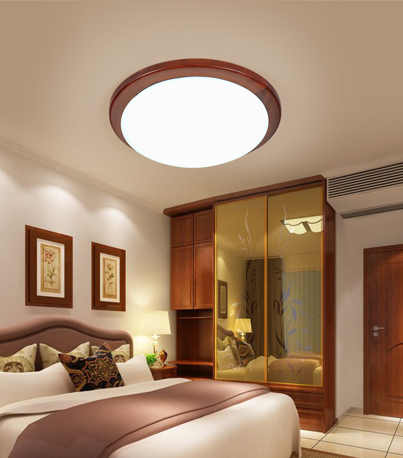 Deckenleuchte aus dunklem Holz mit kuppelförmiger Kuppel, Einfachheit, LED-Acryl-Deckenleuchte für Schlafzimmer