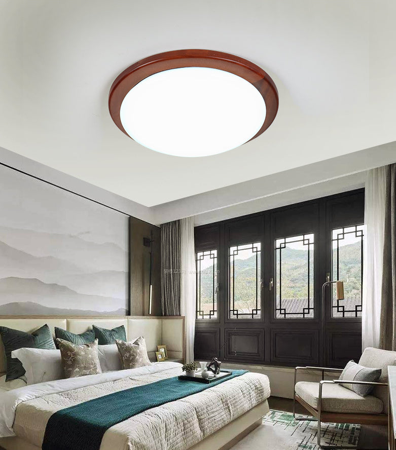 Deckenleuchte aus dunklem Holz mit kuppelförmiger Kuppel, Einfachheit, LED-Acryl-Deckenleuchte für Schlafzimmer