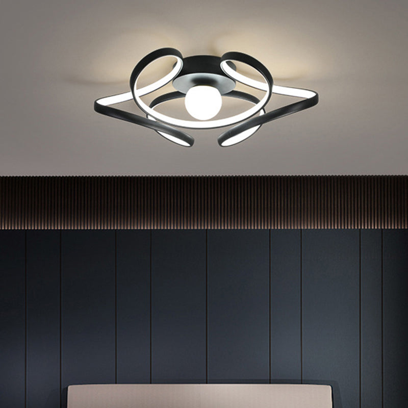 Metal Twist Flush Mount Ceiling Light Minimalist LED Flush Mount Fixture with Ball Acrylic Shade