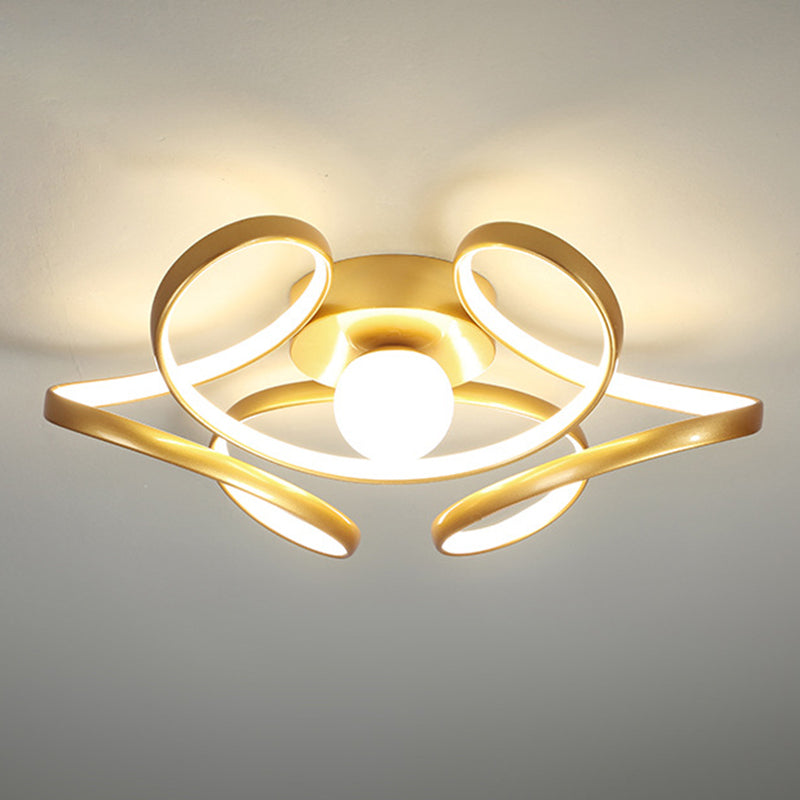 Metal Twist Flush Mount Ceiling Light Minimalist LED Flush Mount Fixture with Ball Acrylic Shade