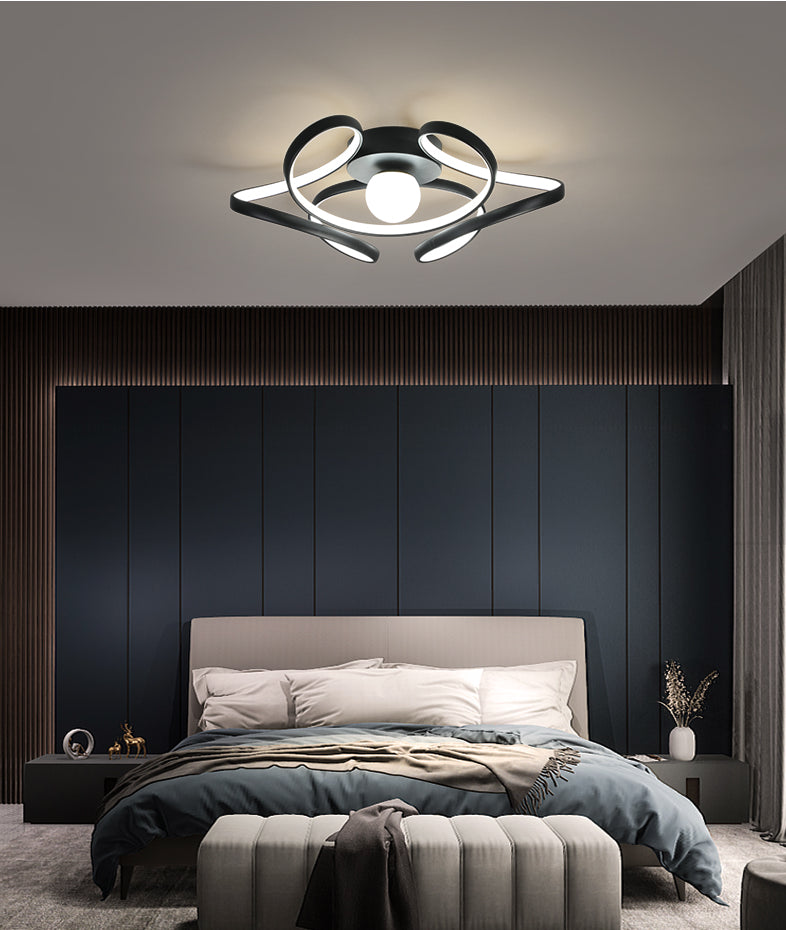 Metal Twist Flush Mount Ceiling Light Minimalist LED Flush Mount Fixture with Ball Acrylic Shade