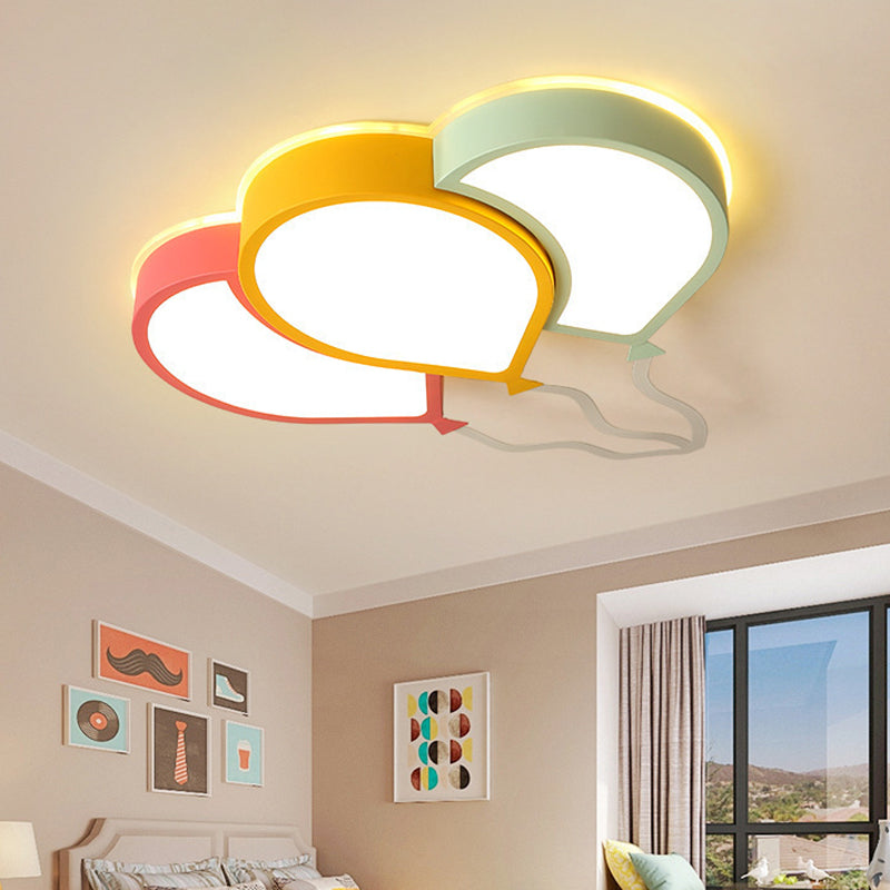Lampada da soffitto a filo per camera da letto per bambini Lampada da incasso a LED a palloncino rosa-giallo-verde con paralume in acrilico