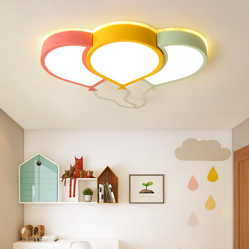 Deckenleuchte für Kinderzimmer, rosa-gelb-grüner Ballon-LED-Einbauleuchte mit Acrylschirm