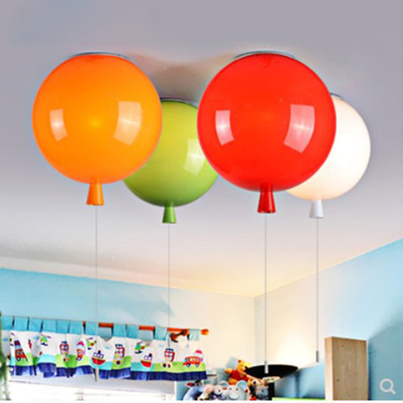 Lámpara de techo Macaron de acrílico con luz empotrada para jardín de infantes con globo y cordón de tracción