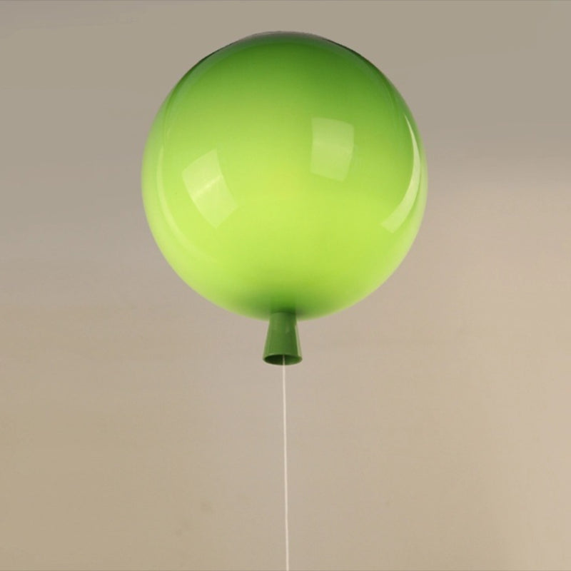 Plafonnier macaron en acrylique à 1 lumière avec cordon de tirage pour maternelle, ballon