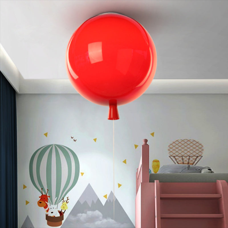 Plafonnier macaron en acrylique à 1 lumière avec cordon de tirage pour maternelle, ballon