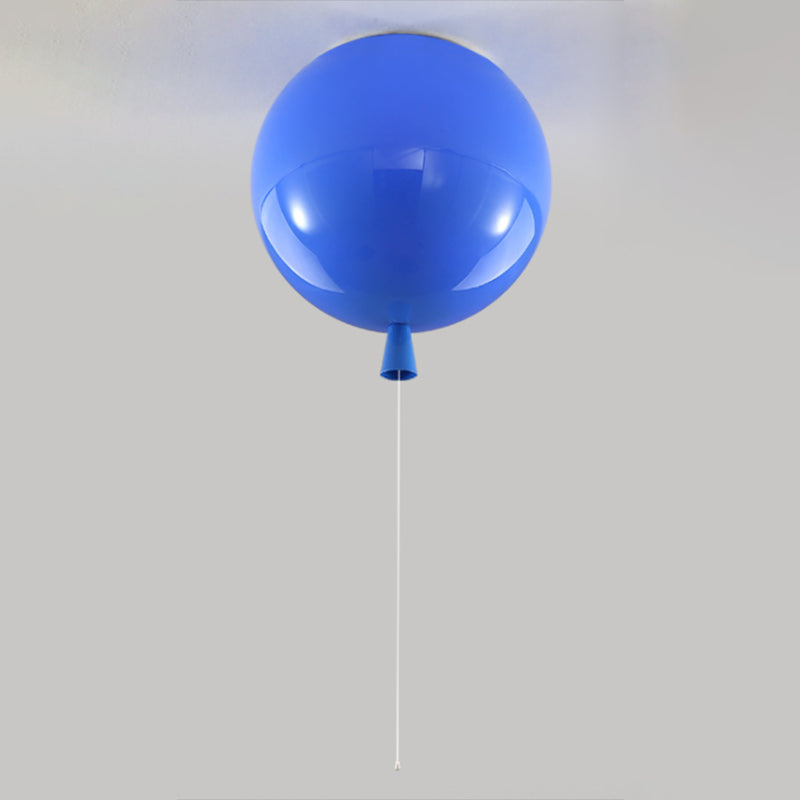 Plafonnier macaron en acrylique à 1 lumière avec cordon de tirage pour maternelle, ballon