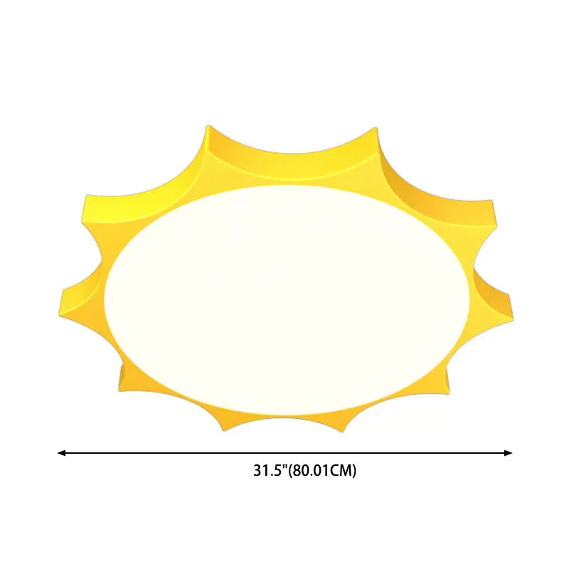 Cartoon Sun Shaped Flush Mount Ceiling Lamp Acrylic Kindergarten LED Flush Light in Yellow