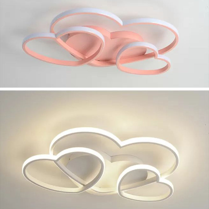 Heart Shaped Flush Mount LED Light Minimalist Metal Girls Bedroom Ceiling Mounted Light