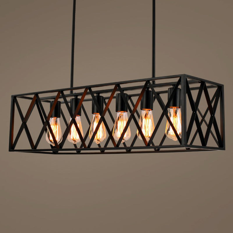 Vintage Industrial Island Lamp Black Iron Iron Cage Isola Pendanti per caffetteria
