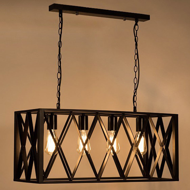 Vintage Industrial Island Lamp Black Iron Iron Cage Isola Pendanti per caffetteria