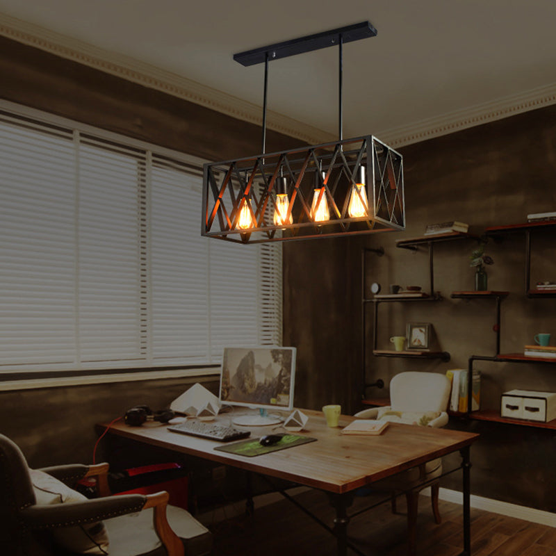 Vintage Industrial Island Lamp Black Iron Iron Cage Isola Pendanti per caffetteria