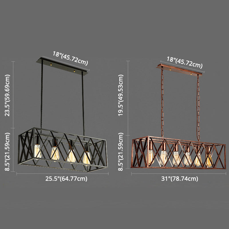 Vintage Industrial Island Lamp Black Iron Iron Cage Isola Pendanti per caffetteria