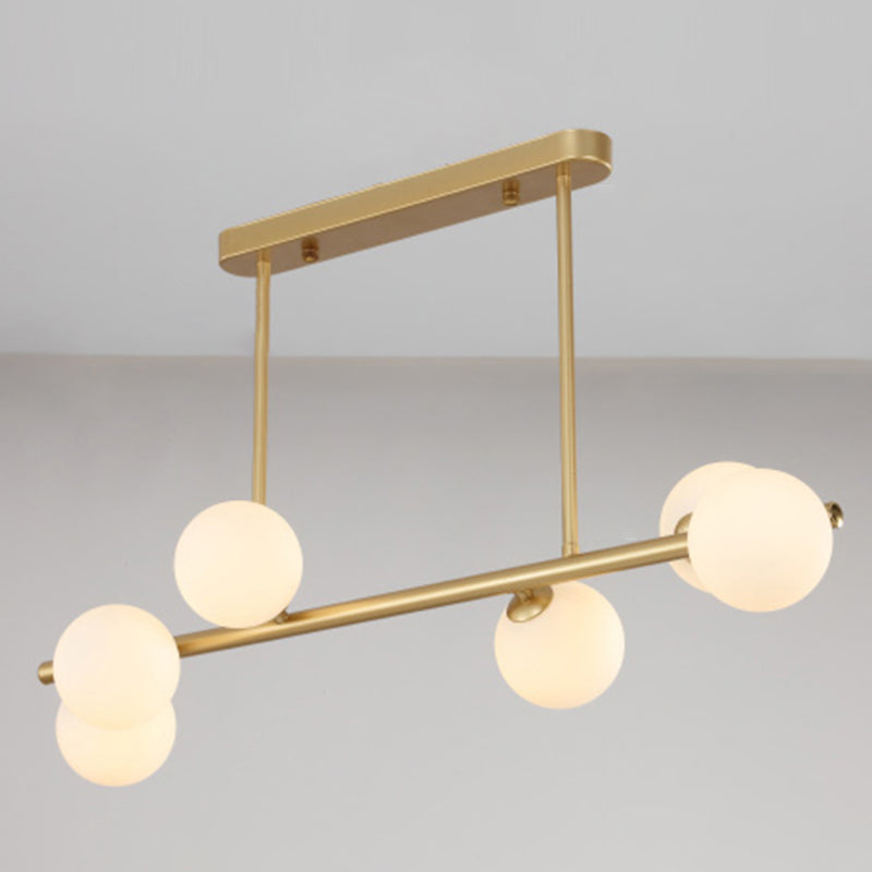 Orb Glass Shade Island Light Fixture Modern Style Metal Hanging Ceiling Lamp for Kitchen Dining Room