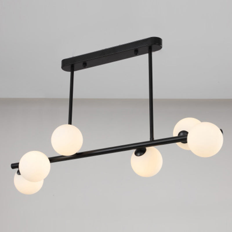 Orb Glass Shade Island Light Fixture Modern Style Metal Hanging Ceiling Lamp for Kitchen Dining Room