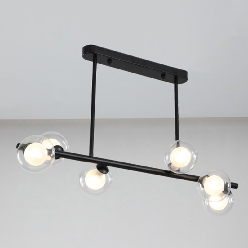 Orb Glass Shade Island Light Fixture Modern Style Metal Hanging Ceiling Lamp for Kitchen Dining Room