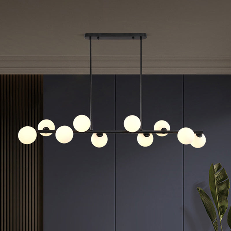 Orb Glass Shade Island Light Fixture Modern Style Metal Hanging Ceiling Lamp for Kitchen Dining Room