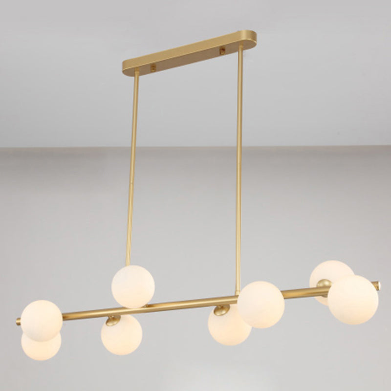 Orb Glass Shade Island Light Fixture Modern Style Metal Hanging Ceiling Lamp for Kitchen Dining Room