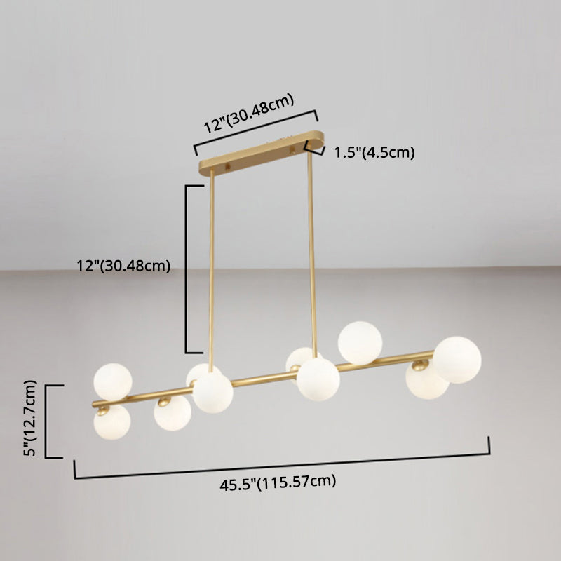 Orb Glass Shade Island Light Fixture Modern Style Metal Hanging Ceiling Lamp for Kitchen Dining Room